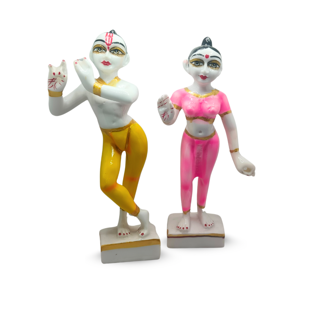 Divine 8-Inch Marble Dust Radha Krishna Statue – A Symbol of Eternal Love and Grace