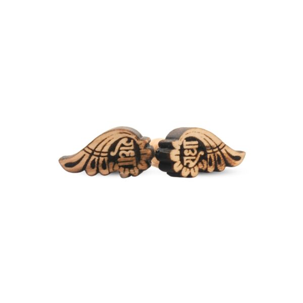 Sacred Tulsi Wood Earrings – Leaf Shaped with “Radha” Engraving