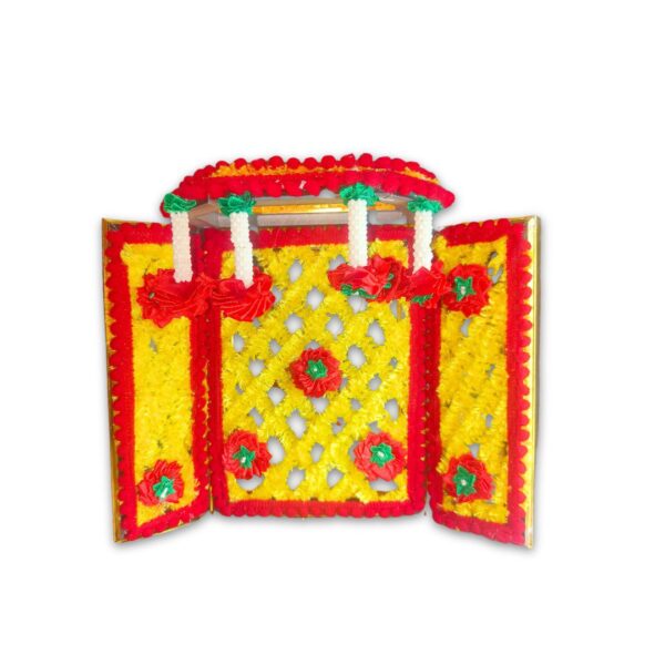 Artificial Phool Bangla for Laddu Gopal Ji | Floral Jhula Decoration for Size 0 to 3 Thakur Ji | Mandir Decoration Set Yellow