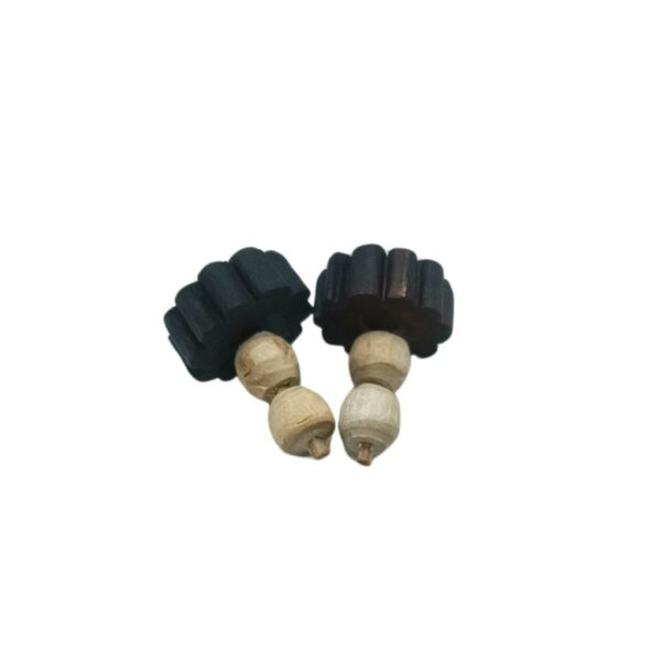 Flower-Shaped Krishna Tulsi Wood Earrings | Handcrafted Sacred Wooden Jewelry for Bhaktas & Devotional Wear - Image 2