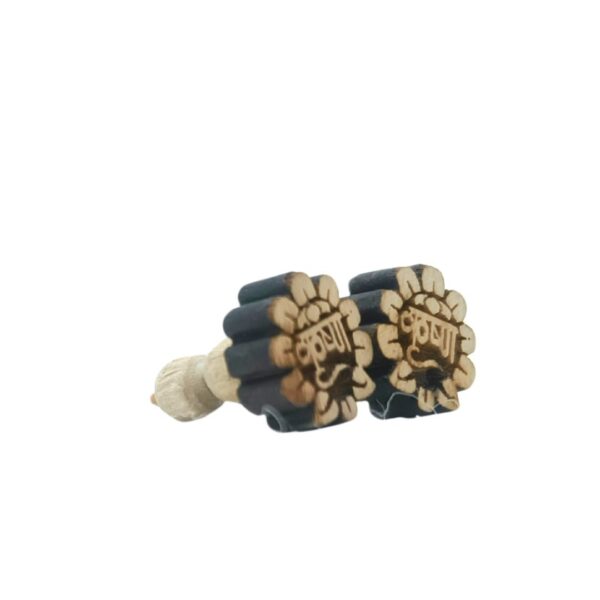 Flower-Shaped Krishna Tulsi Wood Earrings | Handcrafted Sacred Wooden Jewelry for Bhaktas & Devotional Wear - Image 3
