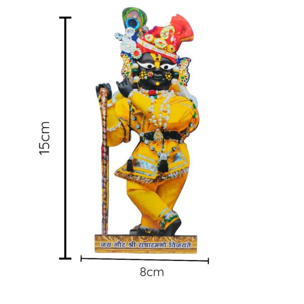 Radha Raman Ji Wooden MDF Cutout – 15 cm (Yellow Edition) | UV Printed Spiritual Showpiece for Home Temple & Bhakti Decor - Image 2