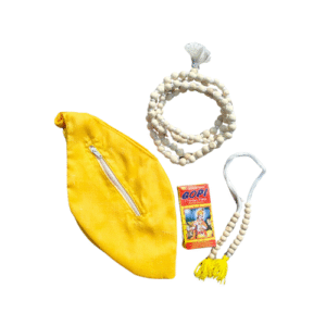 Spiritual Japa Combo – Yellow Bead Bag, Tulsi Japa Mala, Sakshi Mala & Gopi Chandan | Devotional Essentials Kit
