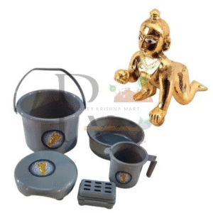 Laddu Gopal Ji Bath Set – Tub, Stool, Bucket, Mug & Soap Dispenser | Suitable for Size 0 to 4 Idols Random Colour