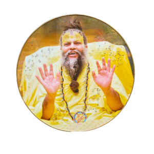 Premanand Ji Maharaj 12x12 Inch Round Premium Photo Frame – Resin & Stone Work | Divine Wall Art