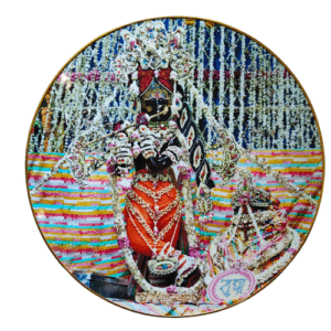 Radha Vallabh Ji 12x12 Inch Round Premium Photo Frame – Resin & Stone Work | Divine Wall Decor