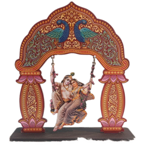 Radha Krishna Jhula Cutouts – 15cm Wooden MDF Decorative Swing Figures | Spiritual Home & Temple Decor