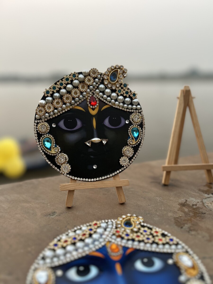 Bankey Bihari Standee with Wooden Stand( 6inch diameter ) - Image 2