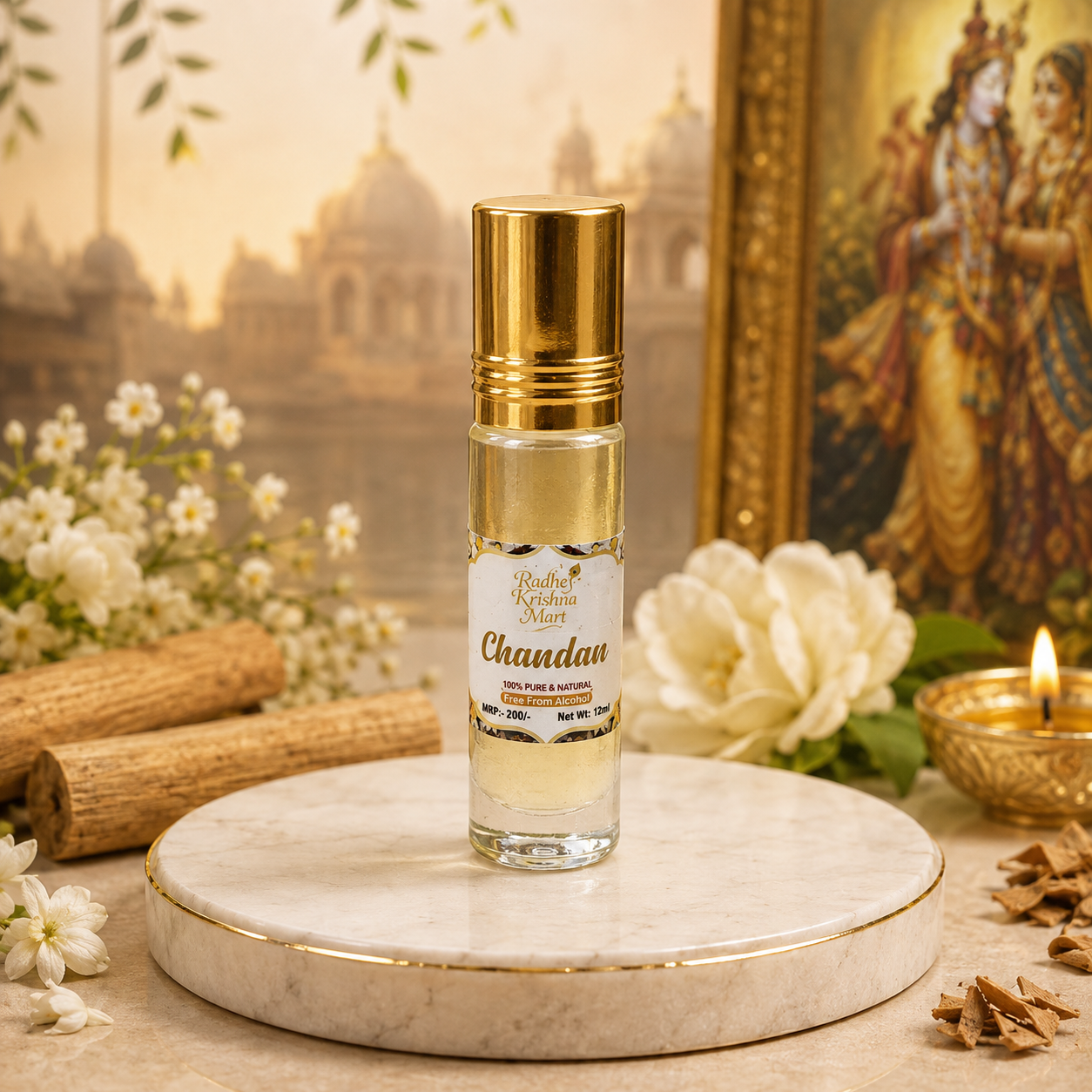 Chandan Attar | Premium Sandalwood Fragrance | Long Lasting Alcohol-Free Perfume Oil | 10ml