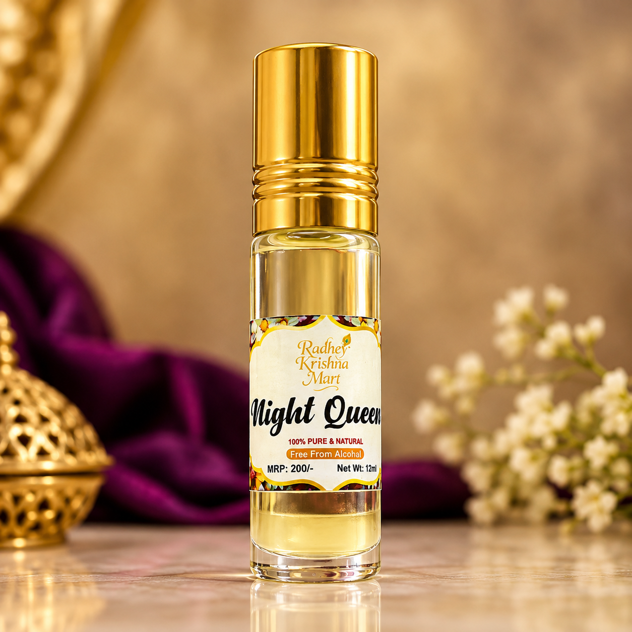 Night Queen Premium Attar – 100% Pure & Natural, Alcohol-Free Fragrance 10 ml